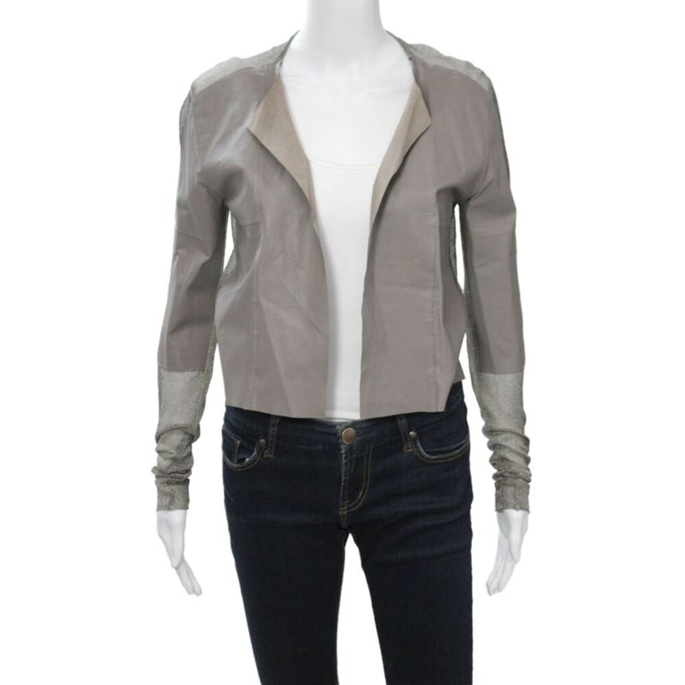 Aviu Women Gray Rayon Blend Long Sleeve Jacket Size M